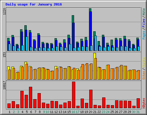 Daily usage for January 2016
