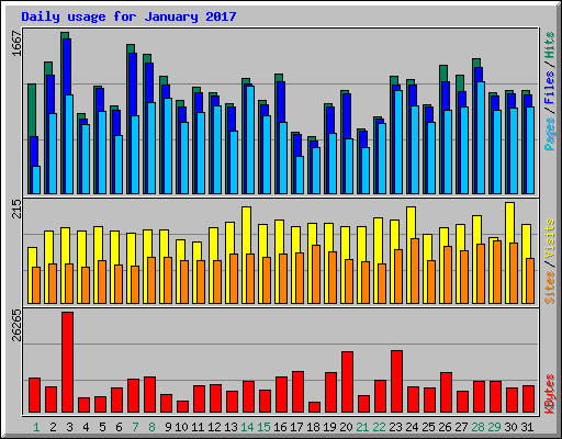 Daily usage for January 2017