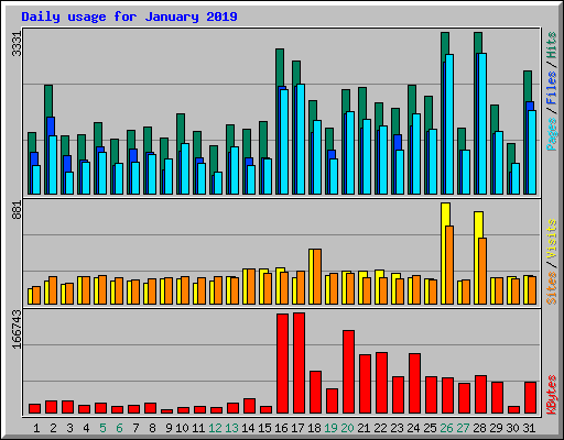Daily usage for January 2019