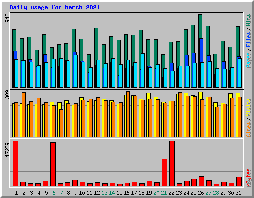 Daily usage for March 2021