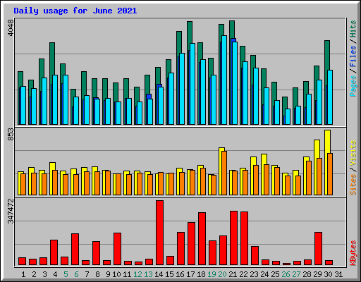 Daily usage for June 2021