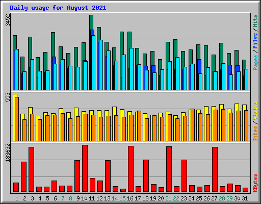 Daily usage for August 2021
