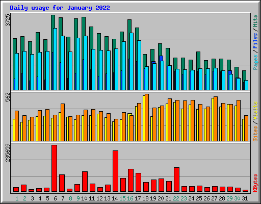 Daily usage for January 2022