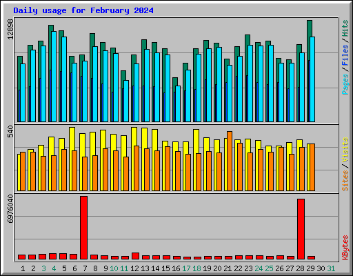 Daily usage for February 2024